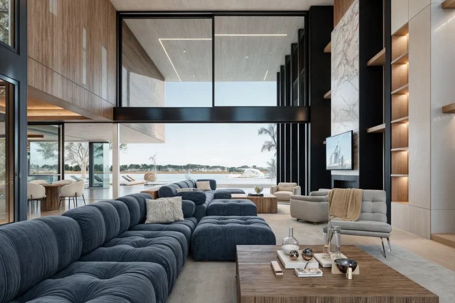 Render de living luminoso en Buenos Aires – diseño integral